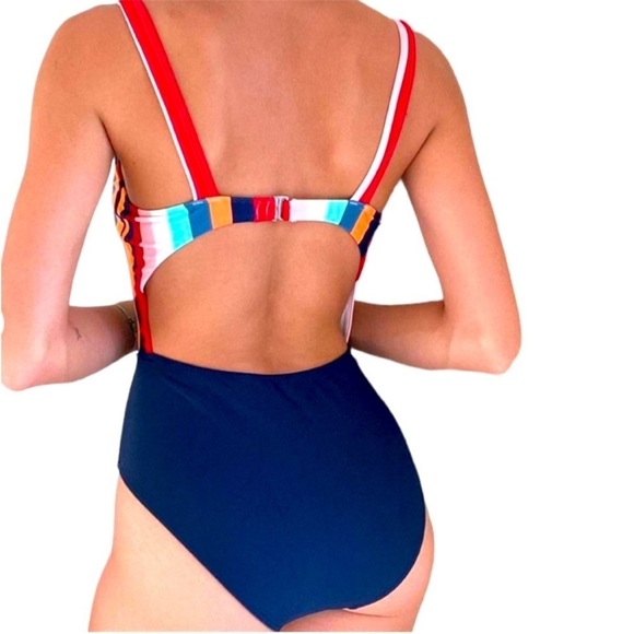 Hollister Striped Cutout One Piece Swim Suit - Picture 6 of 6